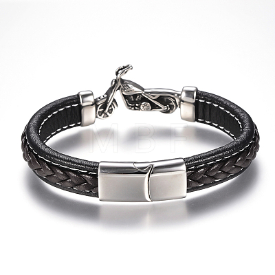 Men's Braided Leather Cord Bracelets BJEW-H559-10C-1
