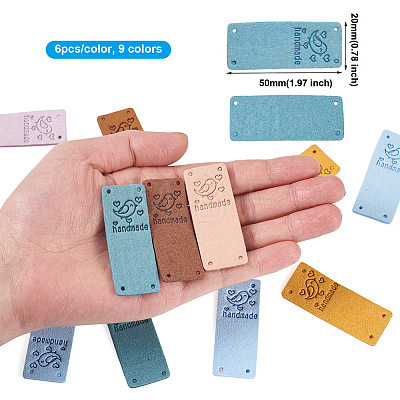 54Pcs 9 Colors Microfiber Leather Labels DIY-BY0001-13-1