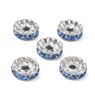 304 Stainless Steel Rhinestone Spacer Beads RB-CBA18B7-01P-10-1
