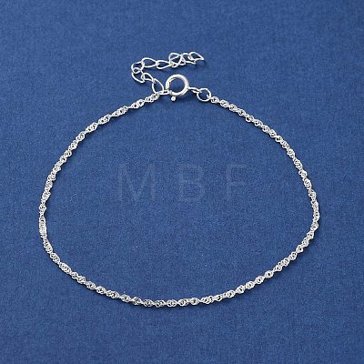 925 Sterling Silver Rope Chain Bracelets for Women BJEW-E101-01S-07-1