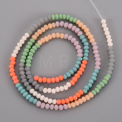 Opaque 7 Colors Frosted Glass Beads Strands X-FGLA-T002-02A-A01-1