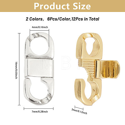 CHGCRAFT 12Pcs 2 Colors Rack Plating Brass Fold Over Clasps KK-CA0002-66-1