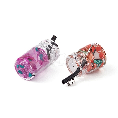 12Pcs 2 Styles Resin Glass Bottle Pendants CRES-YW0001-14-1