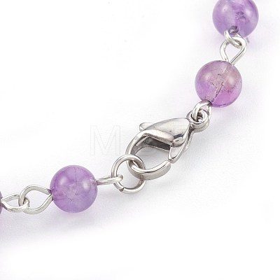 Natural Amethyst Beads Bracelets BJEW-JB03954-03-1