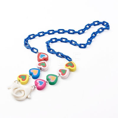 Heart Natural Dyed Wood Beaded Necklaces NJEW-JN03528-1