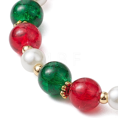 Christmas Theme Glass Beaded Bracelets BJEW-JB10940-1