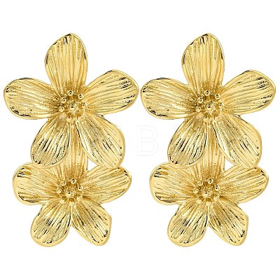 304 Stainless Steel Flower Stud Earrings for Women EJEW-U023-09G-1