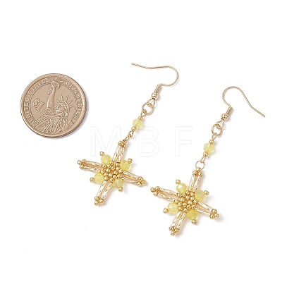 Star Glass Seed Beads Dangle Earrings EJEW-MZ00664-01-1