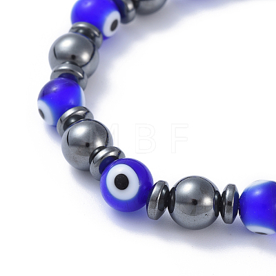 Handmade Evil Eye Lampwork Beads Stretch Bracelets X-BJEW-JB04461-02-1