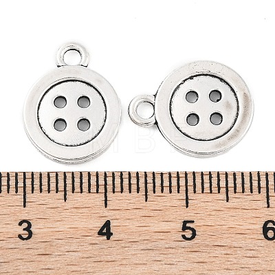 4-Hole Button Tibetan Style Zinc Alloy Charms X-TIBEP-R334-167AS-RS-1