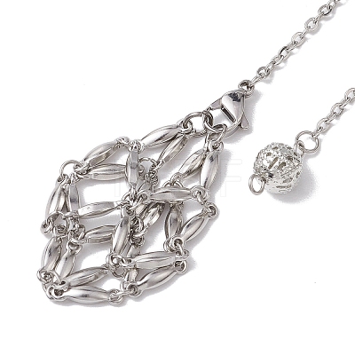 3Pcs 3 Styles 304 Stainless Steel Chain Macrame Pouch Empty Stone Holder Dowsing Pendulums HJEW-JM02323-02-1