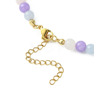 Natural Aquamarine & Rose Quartz & Amethyst Round Beaded Necklaces with 304 Stainless Steel Clasps NJEW-JN04408-1