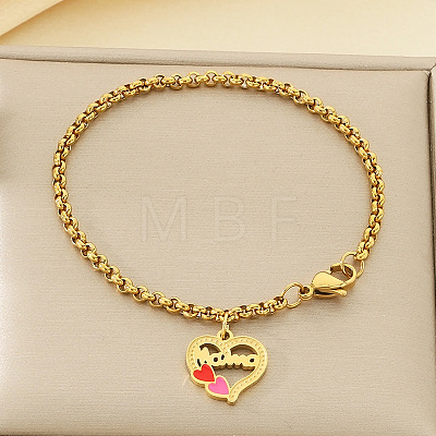 Mother's Day 304 Stainless Steel Enamel Charm Bracelets WG05AE3-06-1