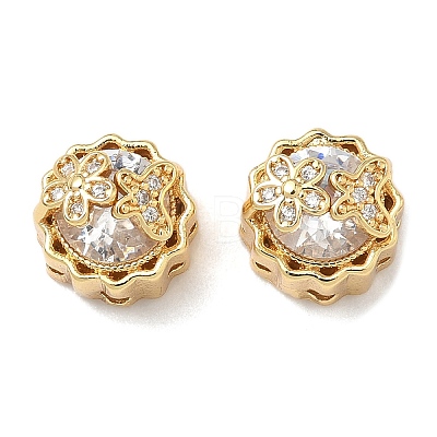 Brass Micro Pave Clear Cubic Zirconia Beads KK-H526-07G-1