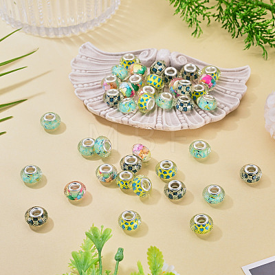 40Pcs 4 Colors Resin European Beads RPDL-TA0001-15-1