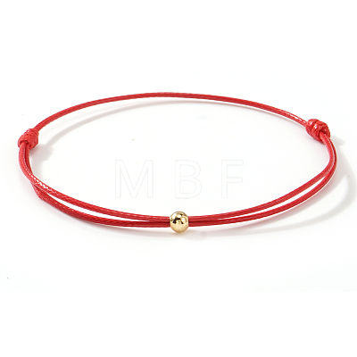 Brass Round Ball Polyester Cord Braided Bracelets QR8302-3-1