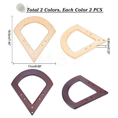 4Pcs 2 Colors Wood Bag Handle DIY-WR0001-15-1