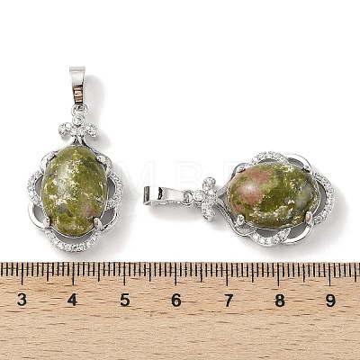 Natural Unakite Oval Pendants G-NH0025-15P-13-1