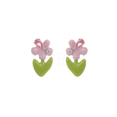 Brass Enamel Stud Earrings WG69E6D-01-1