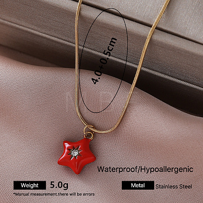 Vintage 304 Stainless Steel Enamel Pendant Necklaces for Women CT2063-1-1