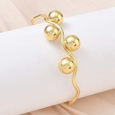 Wave Brass Cuff Bangles BJEW-C157-04G-1