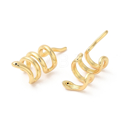 Rack Plating Brass Snake Cuff Earrings with Cubic Zirconia EJEW-D061-37G-1