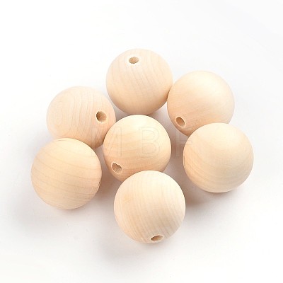 Round Unfinished Wood Beads WOOD-Q008-35mm-LF-1
