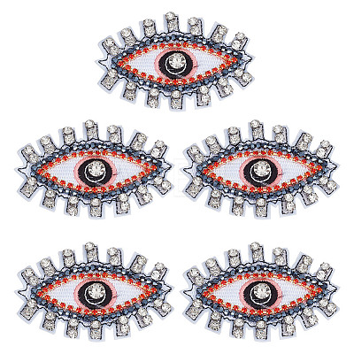 5Pcs Evil Eye Cloth Embroidered Appliques FIND-FG0003-07A-1