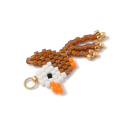 Glass Seed Beaded Bird Pendants PALLOY-MZ00920-03-1