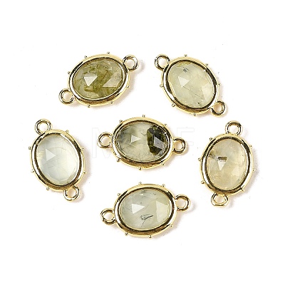 Natural Mixed Gemstone Faceted Oval Connector Charms G-I382-04G-1