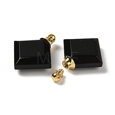 Natural Obsidian Perfume Bottle Pendants G-Z039-05G-03-1