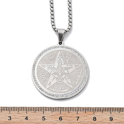 304 Stainless Steel Rhinestone Pendant Necklaces for Women NJEW-U021-01P-1