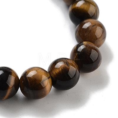 Round & Cat Head Natural Tiger Eye Beaded Stretch Bracelets for Women BJEW-K251-03D-1