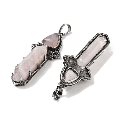 Natural Rose Quartz Sword Big Pendants G-Q163-08AS-06-1