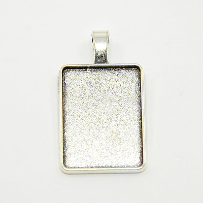 Tibetan Style Alloy Rectangle Pendant Cabochon Settings X-TIBEP-M021-A-05AS-RS-1