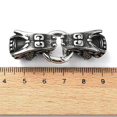 Tibetan Style 304 Stainless Steel Spring Gate Rings FIND-Z046-04AS-02-1