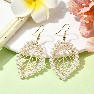 Shell Pearl Dangle Earrings EJEW-TA00358-1