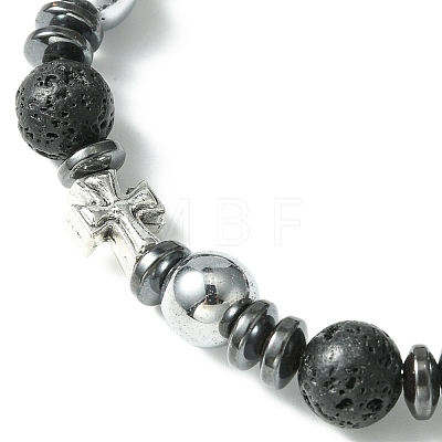 Natural Lava Rock Beaded Stretch Bracelets BJEW-JB09630-1
