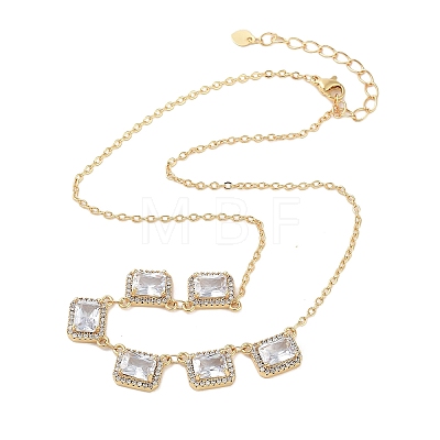 Rack Plating Brass Micro Pave Cubic Zirconia Necklaces NJEW-M215-02G-02-1