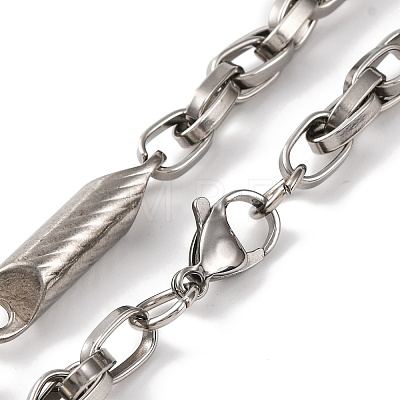 201 Stainless Steel Column Links Necklace NJEW-F222-15P-1