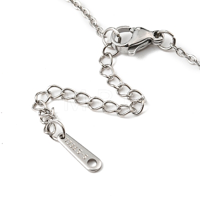 201 Stainless Steel Melting Ring Pendant Necklace with Cable Chains NJEW-Q317-34P-1