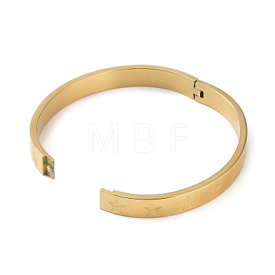 Ion Plating(IP) 304 Stainless Steel Grooved Star Bangles BJEW-F464-14G-1