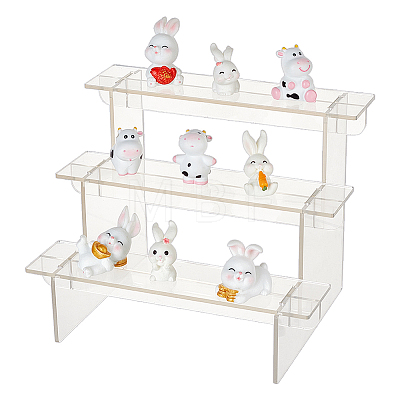 3-Layer Rectangle Acrylic Minifigures Organizer Display Risers ODIS-WH0038-38A-1