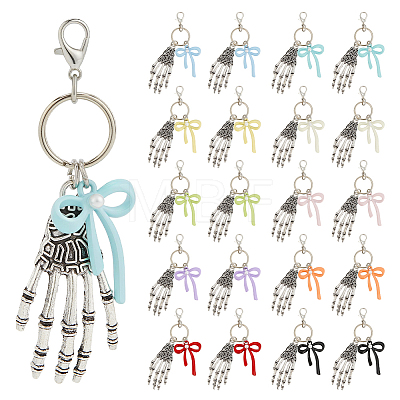 20Pcs 10 Colors Alloy & Imitation Pearl Keychains HJEW-MA00055-1
