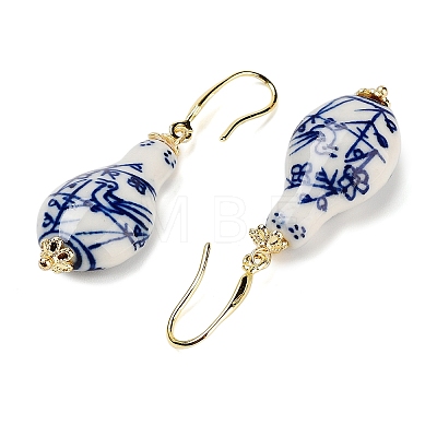 Gourd Porcelain Dangle Earrings EJEW-G398-04-1