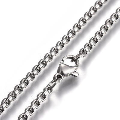 304 Stainless Steel Box Chain Necklaces NJEW-O110-05G-P-1