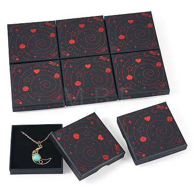 10Pcs Hot Stamping Planet Cardboard Jewelry Packaging Boxes CON-TA0001-44C-1