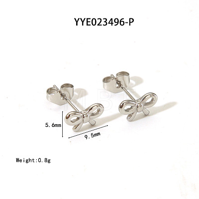 Elegant 304 Stainless Steel Bowknot Stud Earrings LS-CR5364-4-1