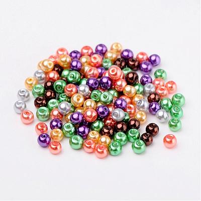 Halloween Mix Pearlized Glass Pearl Beads HY-X006-4mm-07-1