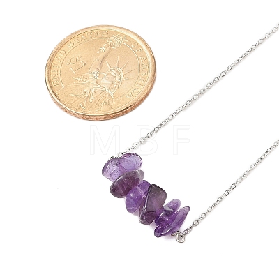 Natural Amethyst Chip Pendant Necklaces NJEW-JN05097-03-1